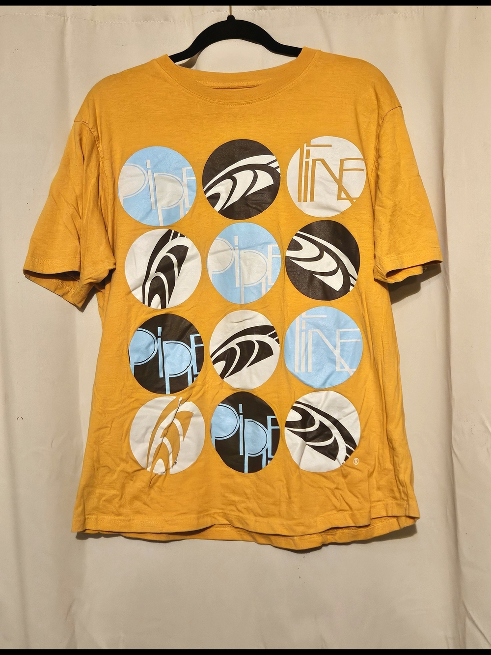 Rip Curl Yellow Graphic Short Sleeve Tee with Blue & Black Circles